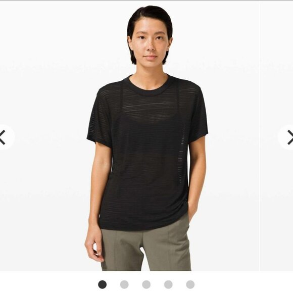 Lululemon All your boyfriend t-short sheer black PTP 19 - Picture 1 of 4